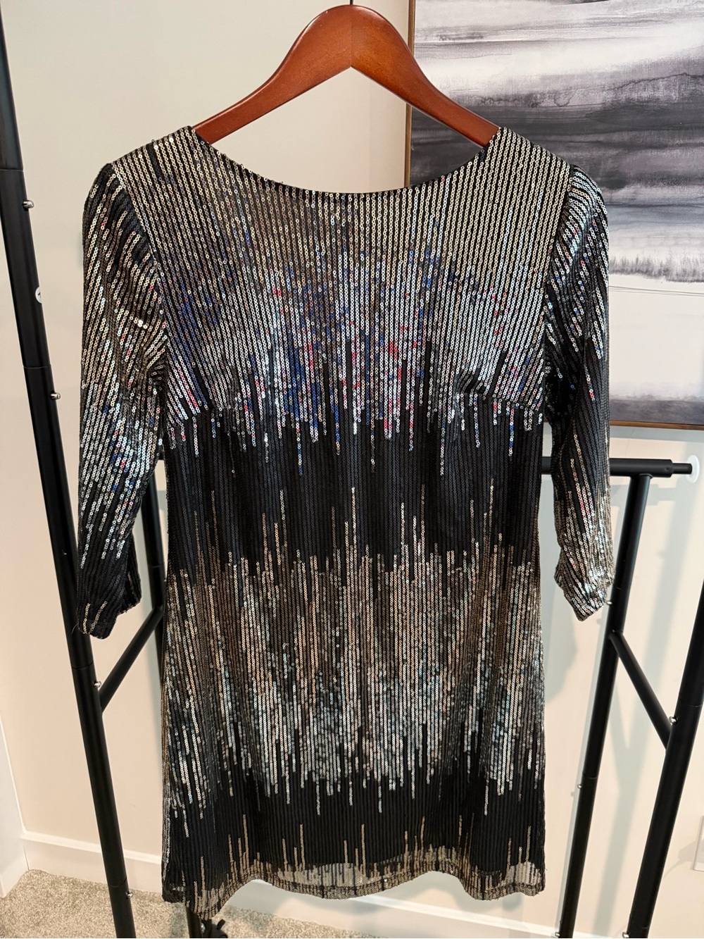 Cato Black and Silver Sequin Mini Dress